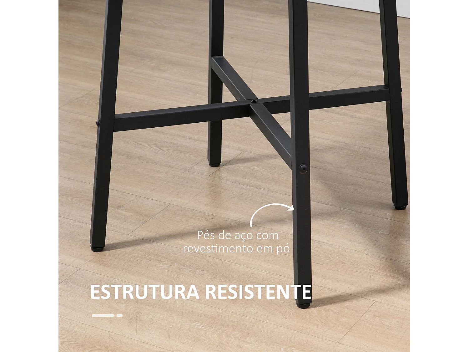 Mesa de Jantar Redonda Moderna para 4 Pessoas - Modelo Belluno em Marrom e Preto com Pés de Aço