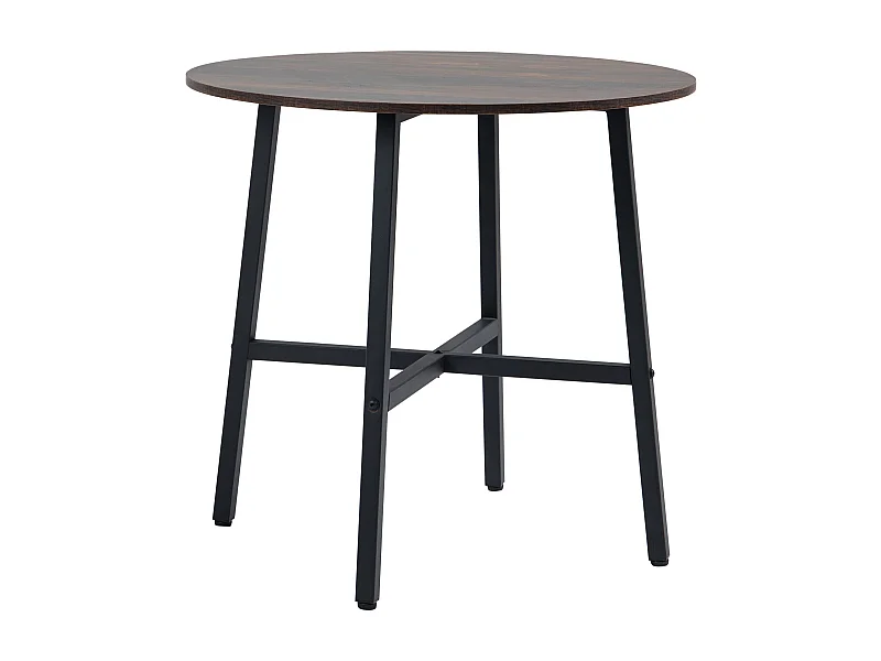 Mesa redonda Gauta Homcom diseño fijo marrón oscuro/negro Ø80x76 cm