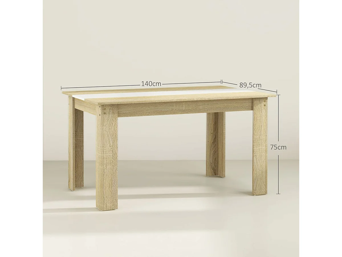 Mesa de comedor Júpiter Homcom para 4-6 personas blanco/roble 75x140x89,5 cm
