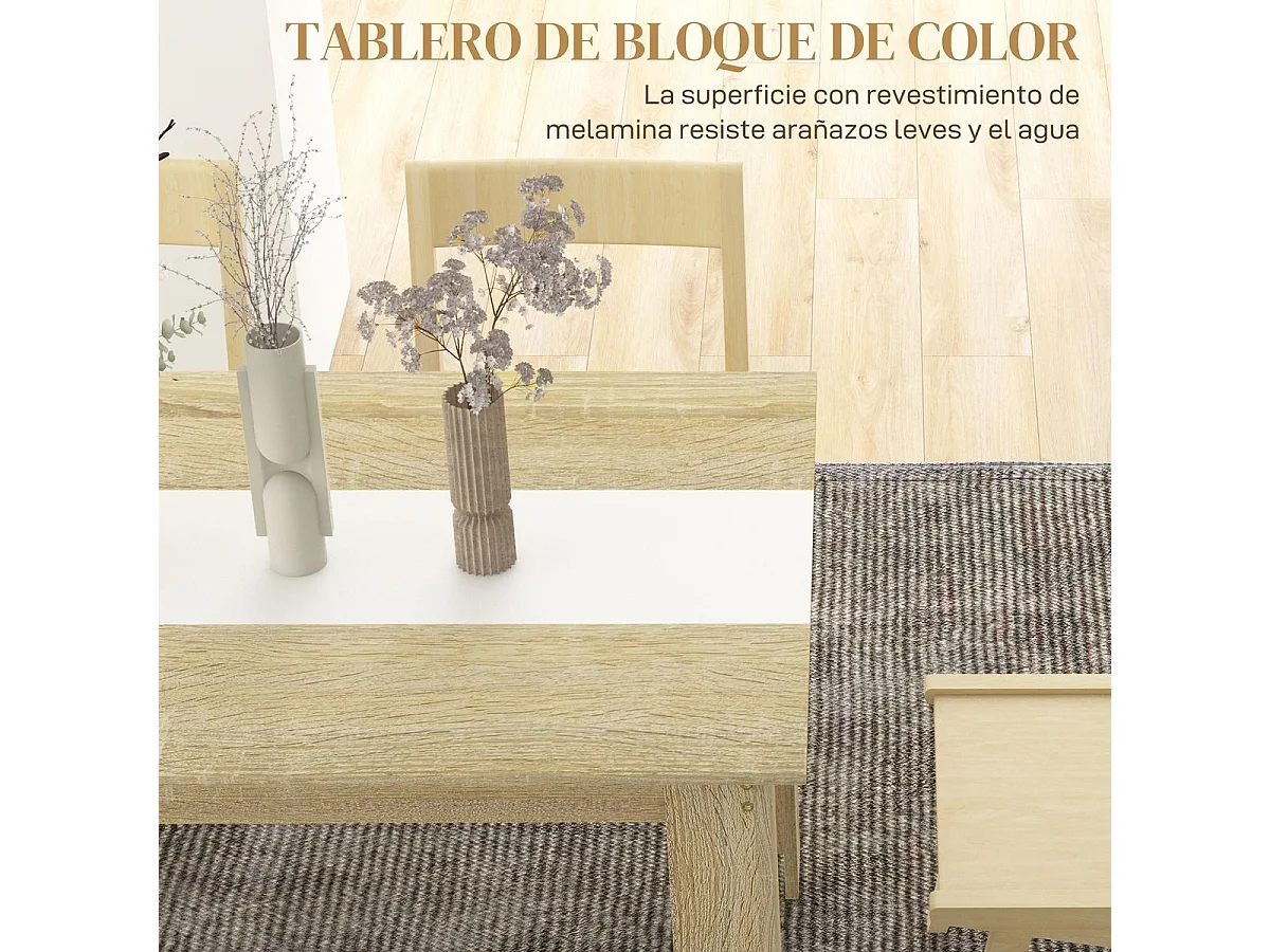 Mesa de comedor Júpiter Homcom para 4-6 personas blanco/roble 75x140x89,5 cm