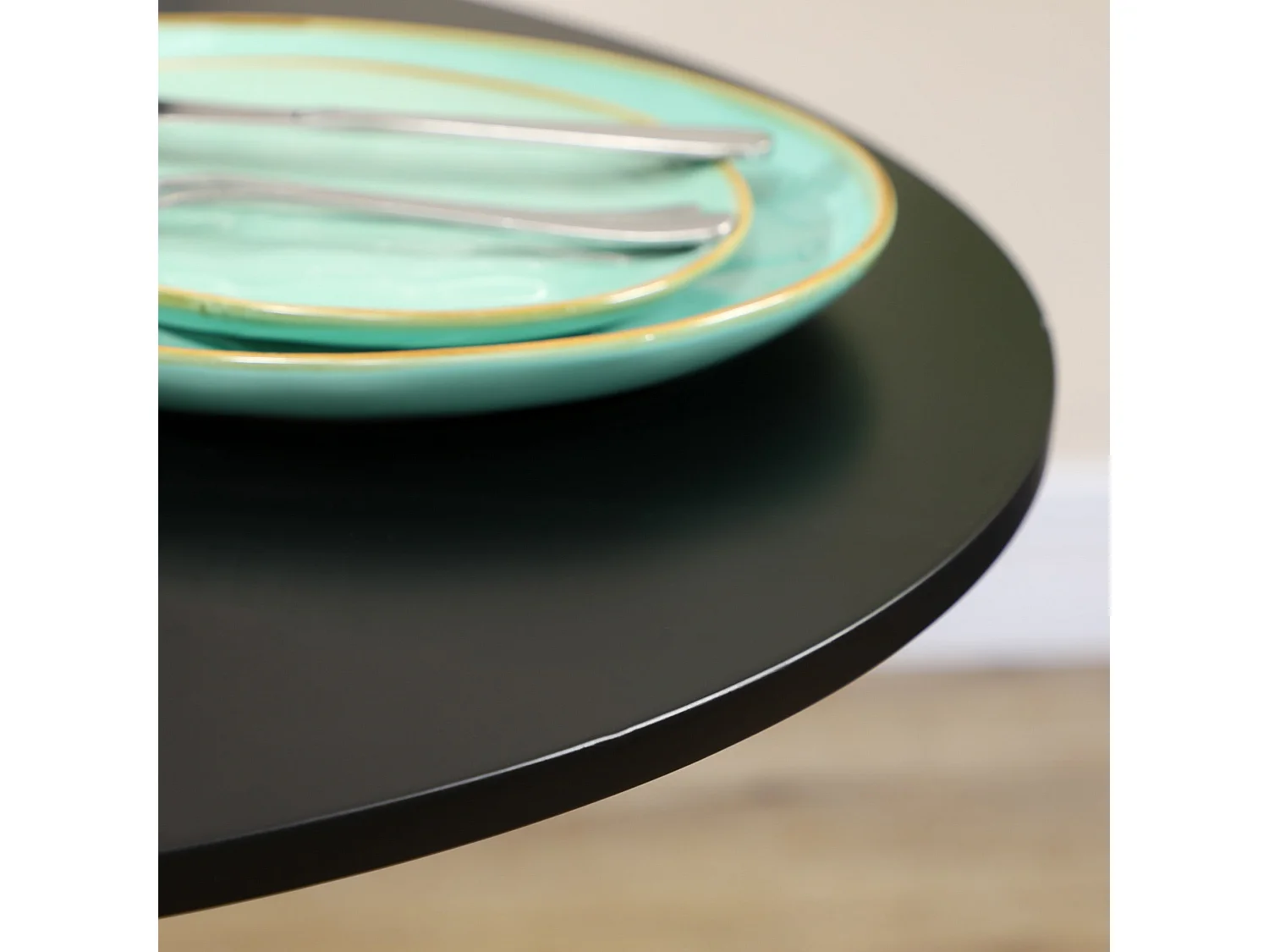 Mesa redonda Shungit Homcom 2 personas negro Ø70x75 cm