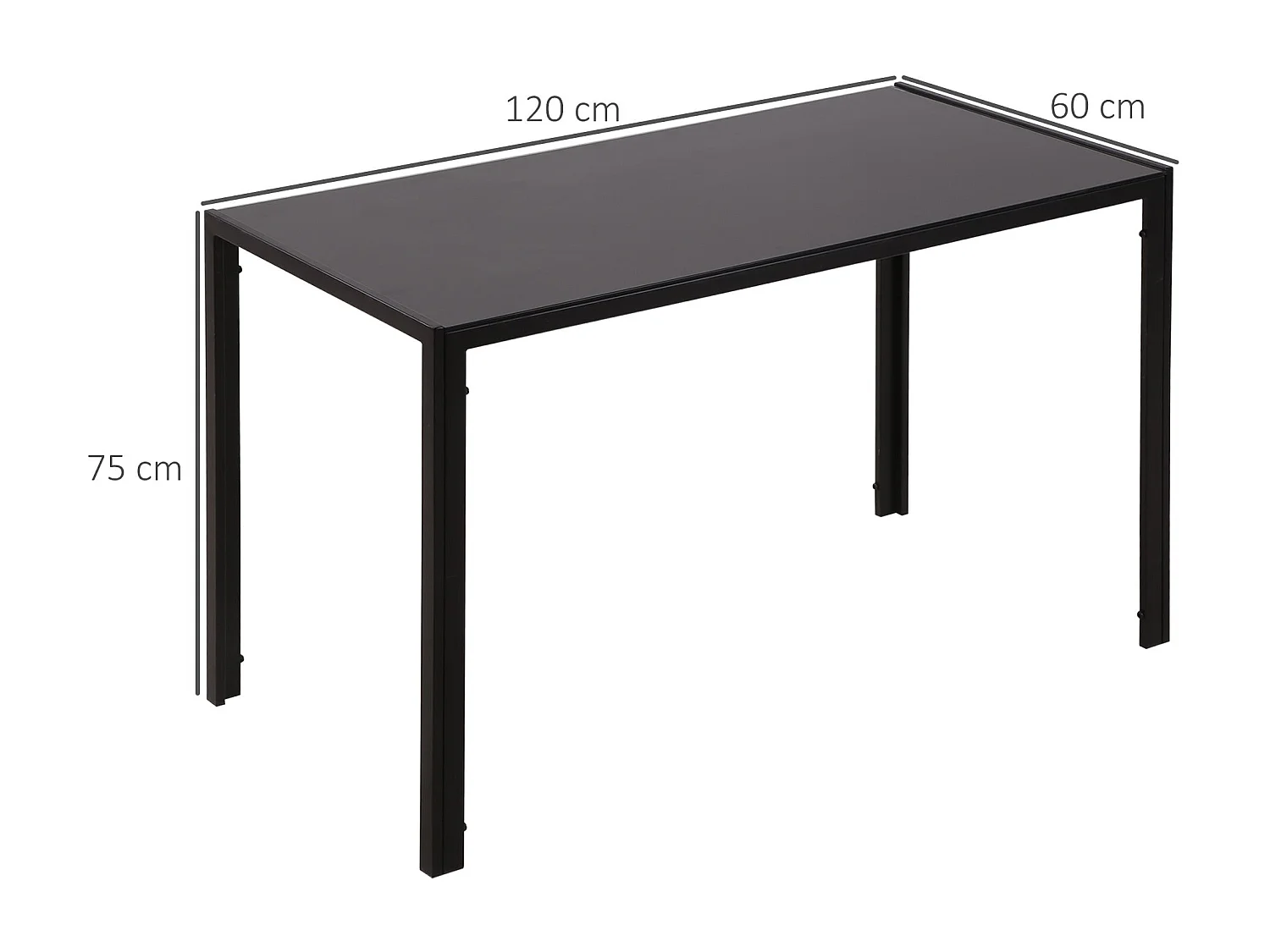Mesa de comedor Fluorita Homcom diseño fijo 4-6 personas cristal negro 75x120x60 cm