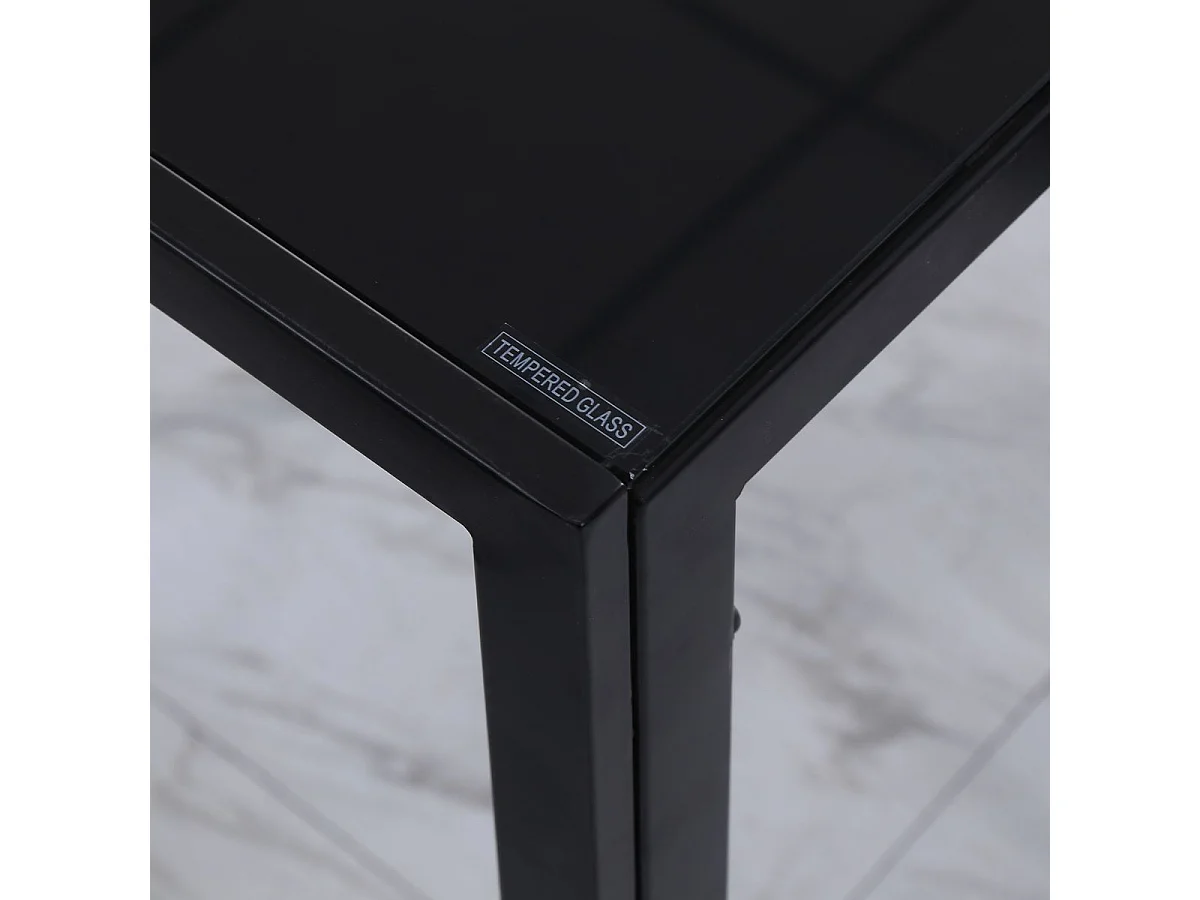 Mesa de comedor Fluorita Homcom diseño fijo 4-6 personas cristal negro 75x120x60 cm