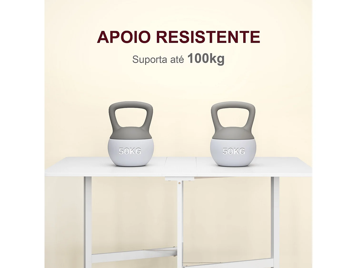 Mesa Dobrável de Cozinha Lucca para 4-6 Pessoas com Rodas e Laterais Dobráveis - 120x80x73 cm - Branca