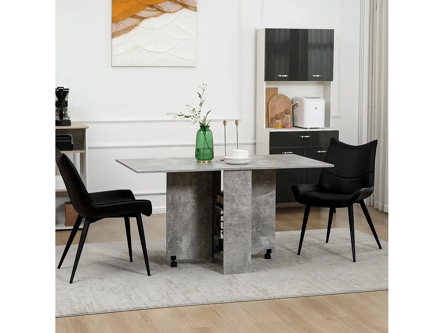 Mesa de Jantar Dobrável Atman - Cinza Moderno - 75x140x74 cm para Espaços Pequenos