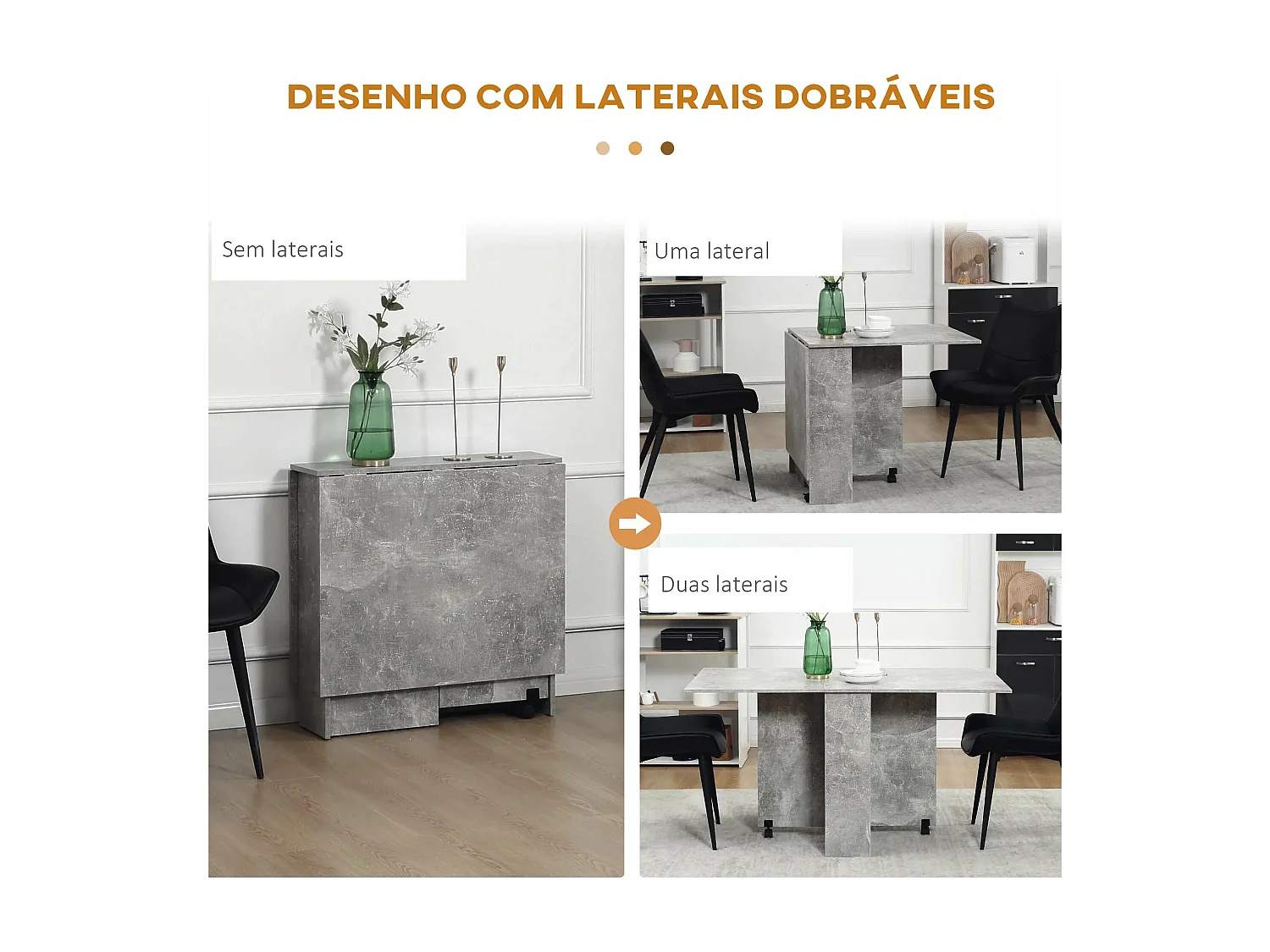 Mesa de Jantar Dobrável Atman - Cinza Moderno - 75x140x74 cm para Espaços Pequenos