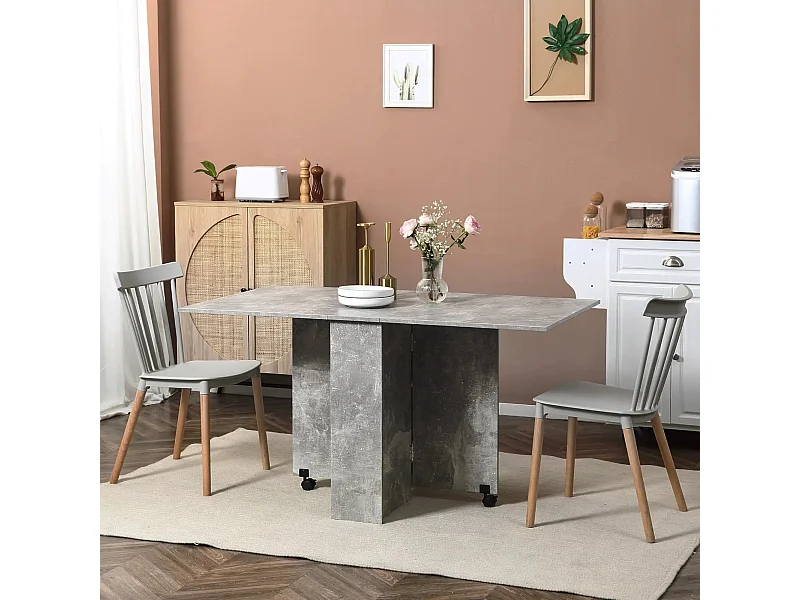 Mesa de Jantar Dobrável Atman - Cinza Moderno - 75x140x74 cm para Espaços Pequenos