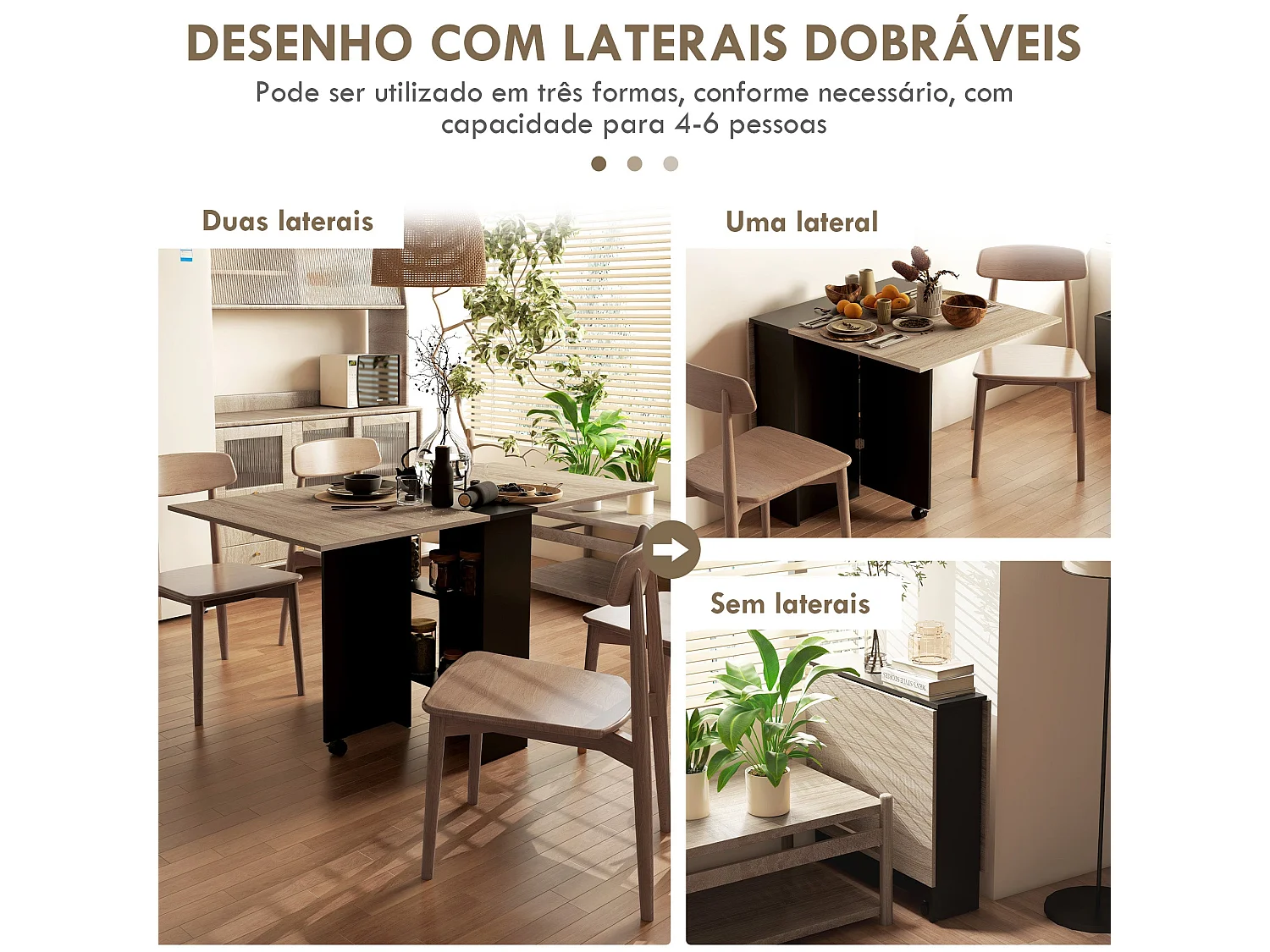 Mesa Dobrável de Cozinha "Rimma" com Rodas e Prateleiras – Ideal para Espaços Pequenos