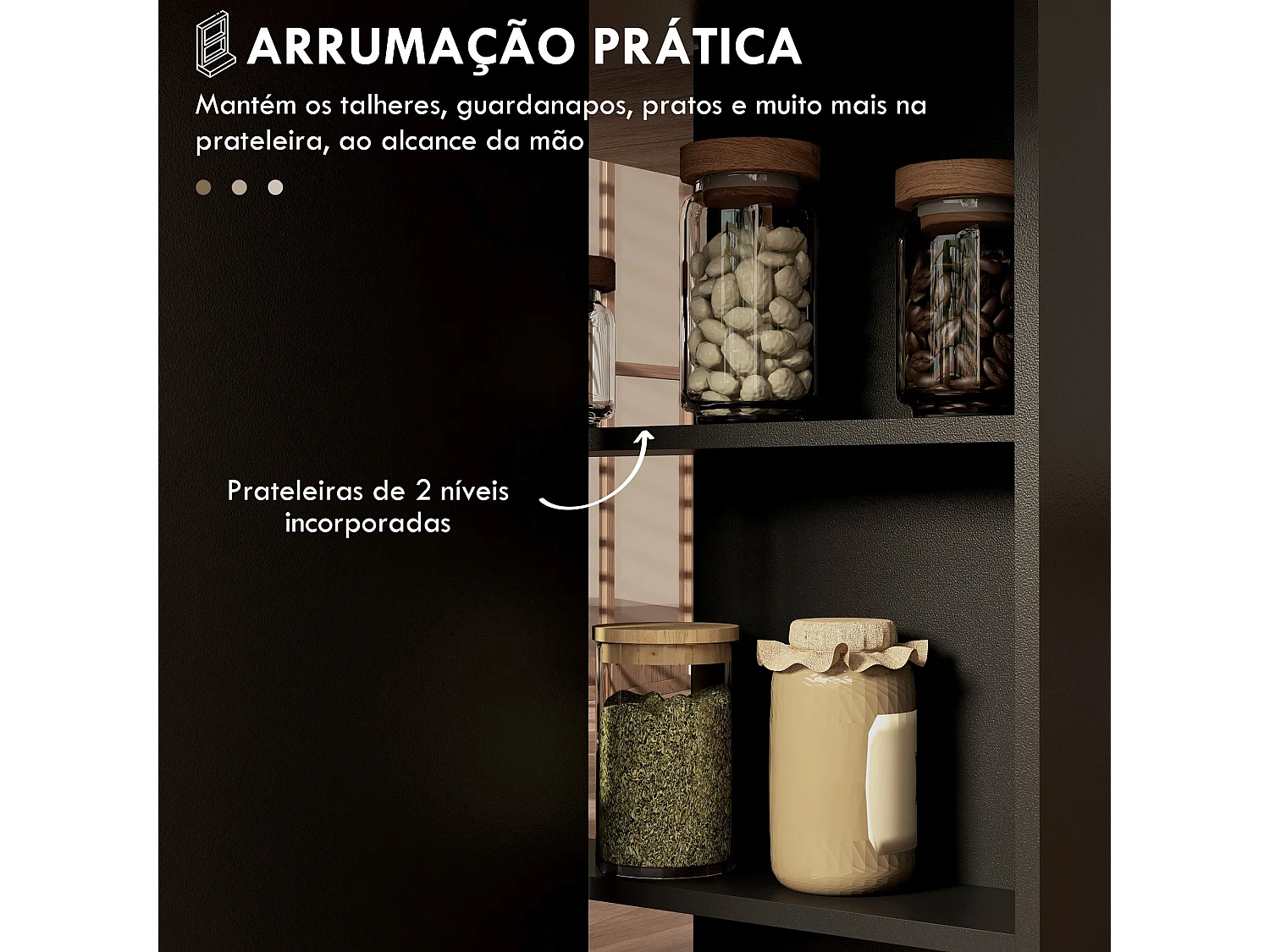 Mesa Dobrável de Cozinha "Rimma" com Rodas e Prateleiras – Ideal para Espaços Pequenos