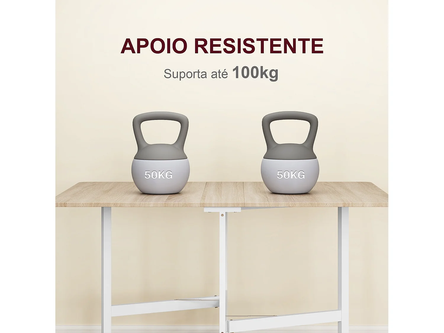 Mesa Dobrável de Cozinha para 4-6 Pessoas com Rodas e Laterais Dobráveis - Modelo Lyon 120x80x73 cm