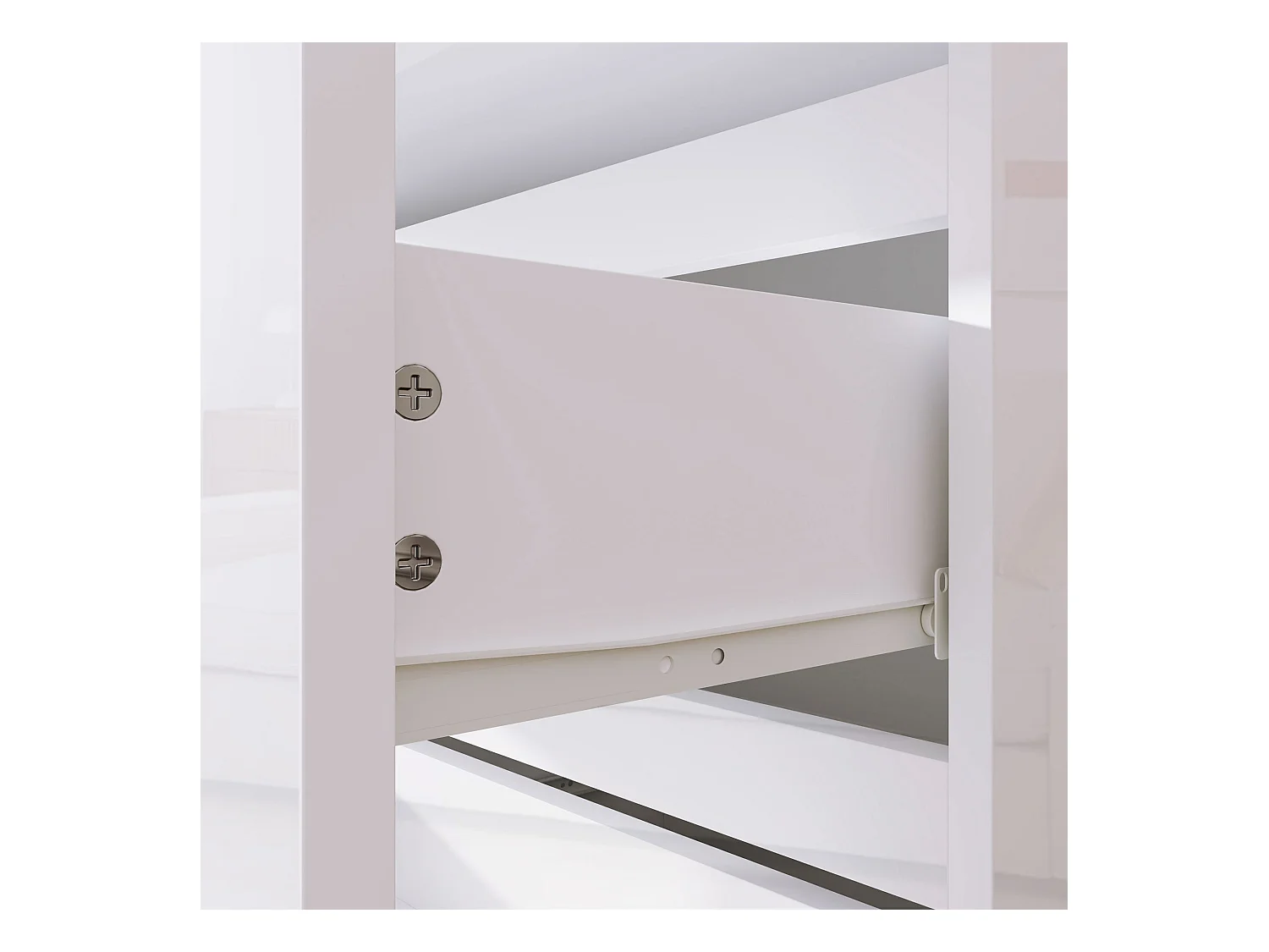 Cómoda Moderna "Lund" com 4 Gavetas em Madeira - Design Elegante e Funcional - 55x33x80 cm - Branco Brilhante