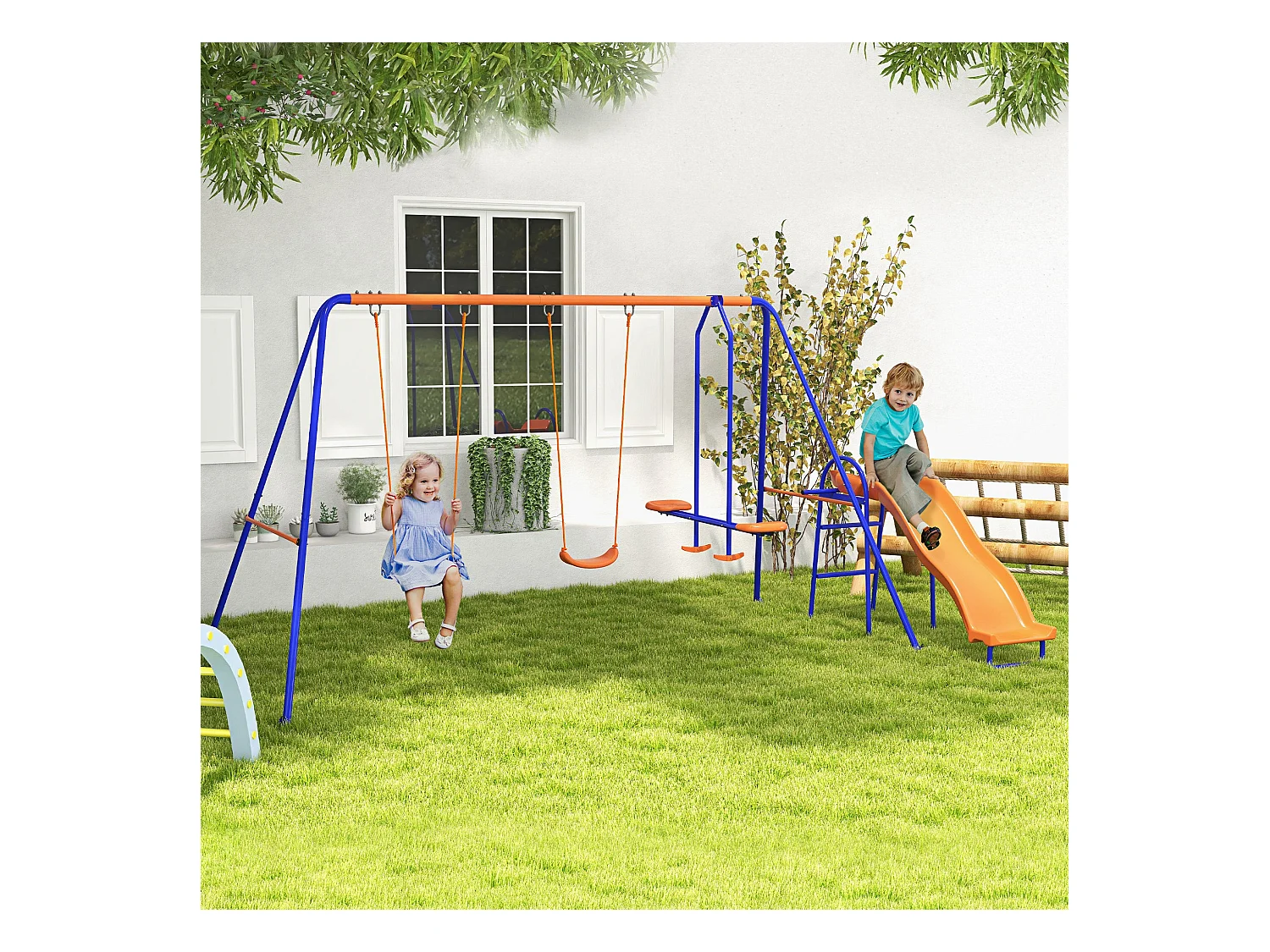 Parque de juegos infantil Fly Outsunny 4 en 1-3 A multicolor 180x367x192 cm