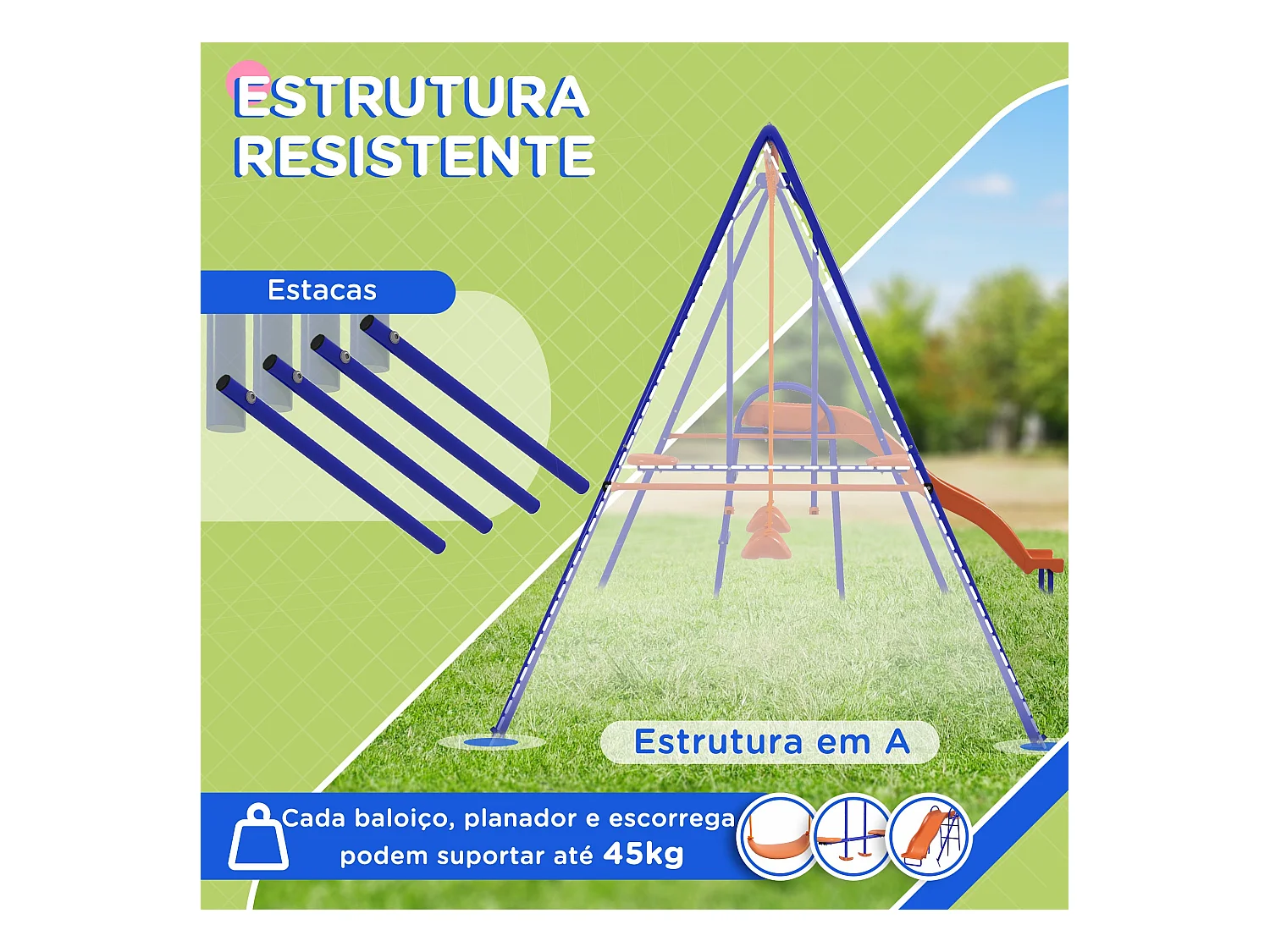 Parque de juegos infantil Fly Outsunny 4 en 1-3 A multicolor 180x367x192 cm