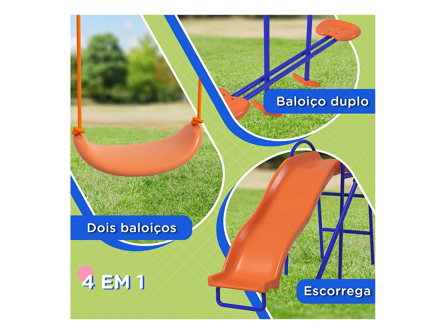 Parque de juegos infantil Fly Outsunny 4 en 1-3 A multicolor 180x367x192 cm