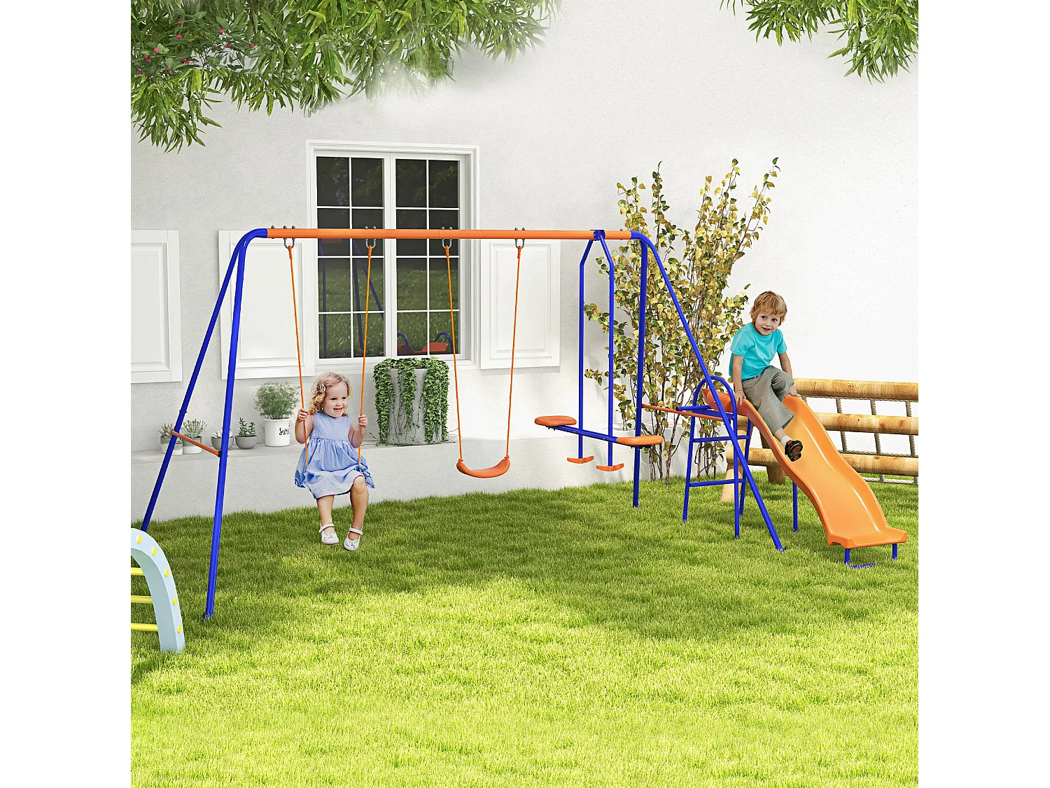 Parque de juegos infantil Fly Outsunny 4 en 1-3 A multicolor 180x367x192 cm