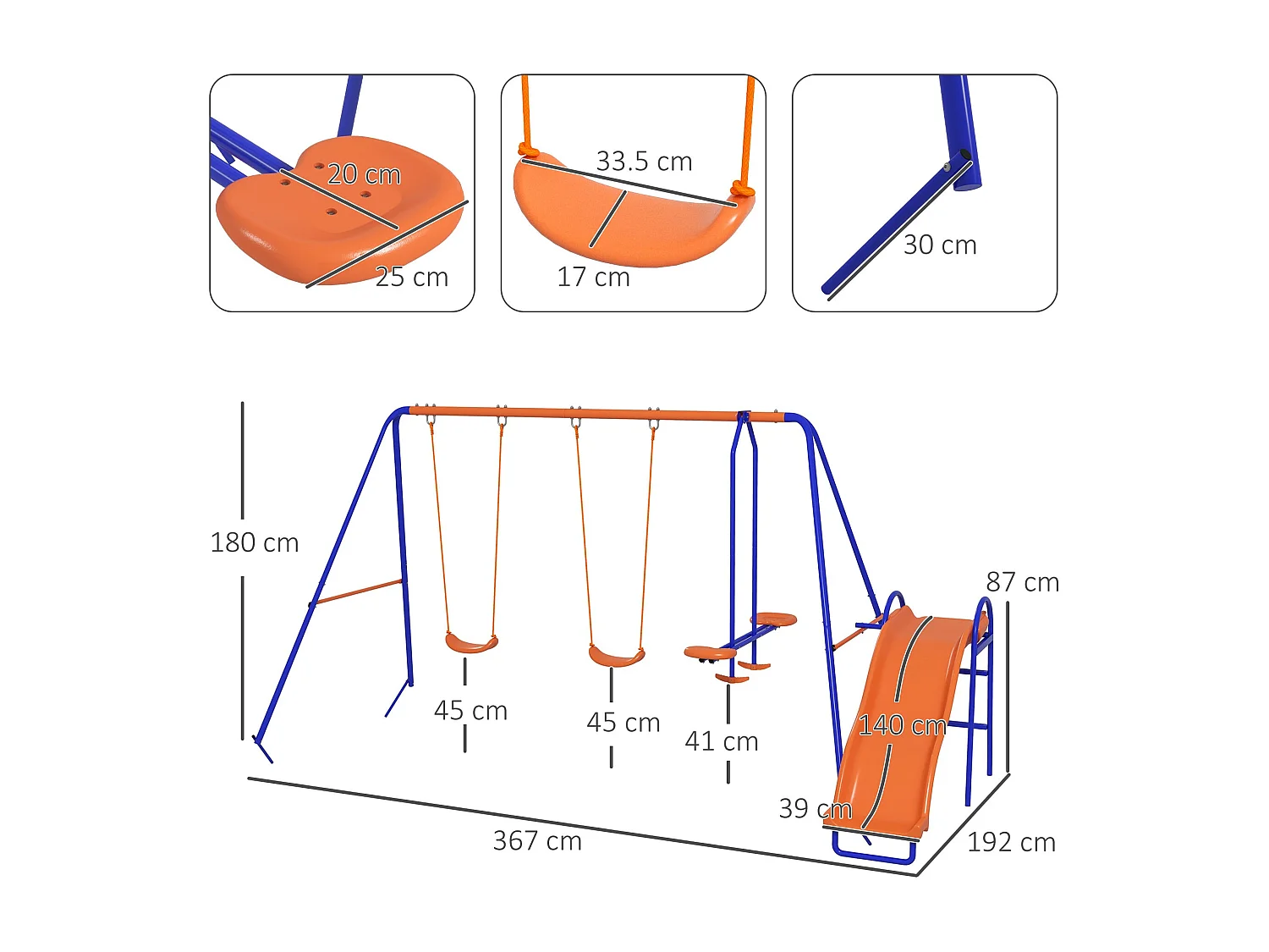 Parque de juegos infantil Fly Outsunny 4 en 1-3 A multicolor 180x367x192 cm