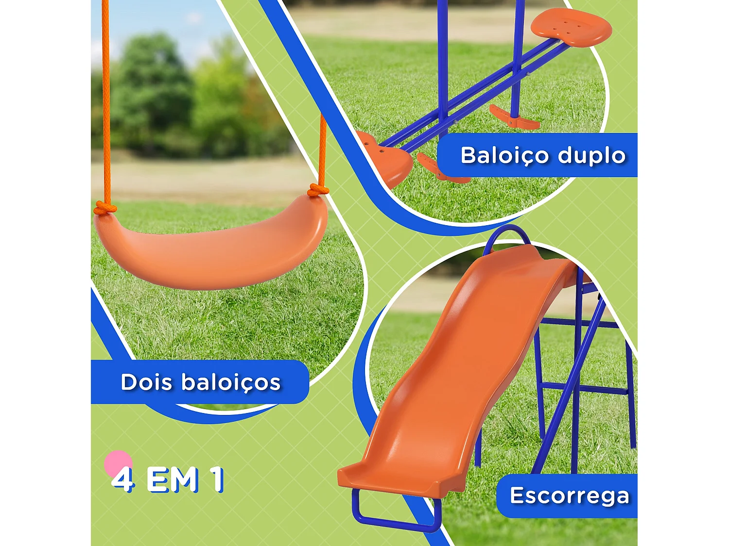 Parque de juegos infantil Fly Outsunny 4 en 1-3 A multicolor 180x367x192 cm