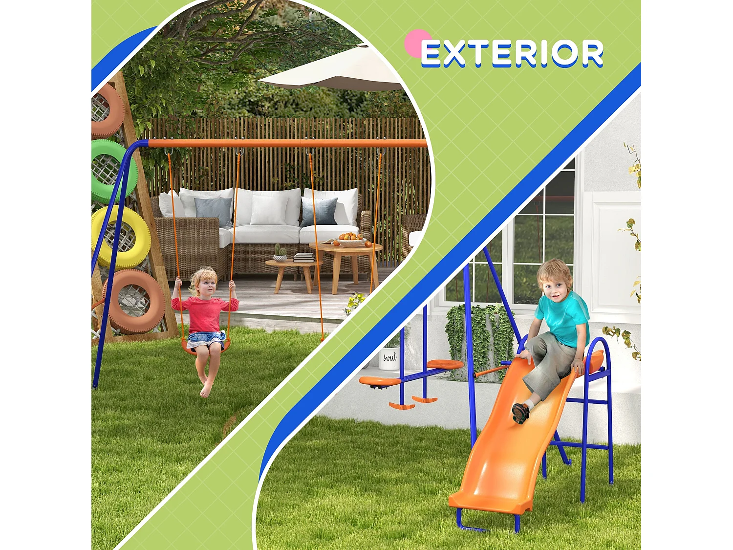 Parque de juegos infantil Fly Outsunny 4 en 1-3 A multicolor 180x367x192 cm