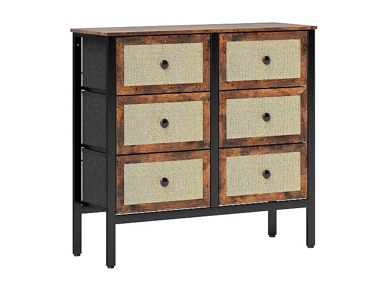 Cómoda Caramel Homcom 6 cajones negro/marrón 83x88x30 cm