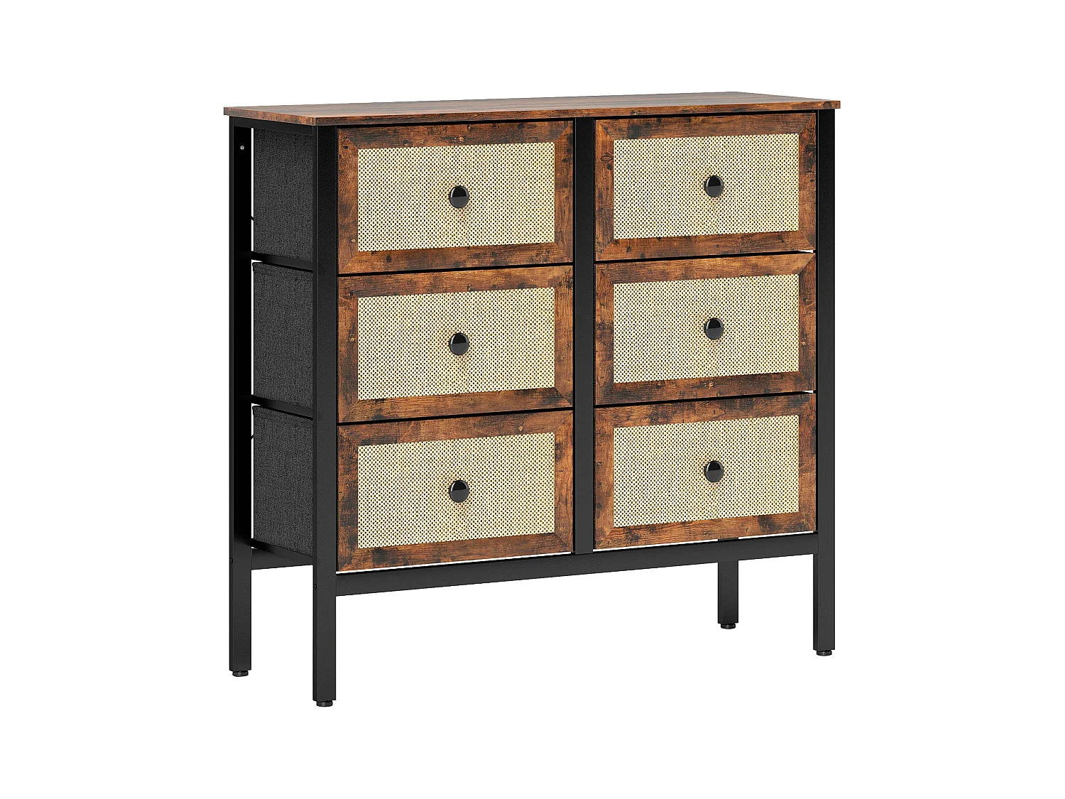 Cómoda Caramel Homcom 6 cajones negro/marrón 83x88x30 cm