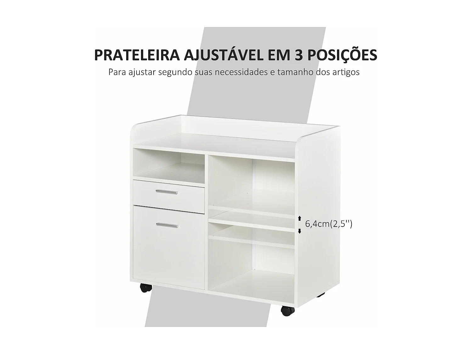 Móvel Lenna com Design Nórdico e 3 Compartimentos para Escritório