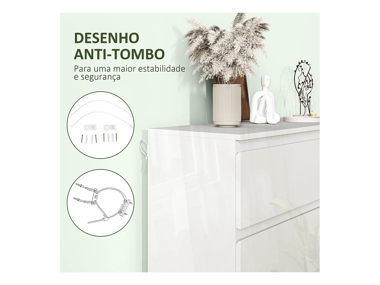 Cómoda Noruega Homcom 6 cajones blanco 75x112x34 cm