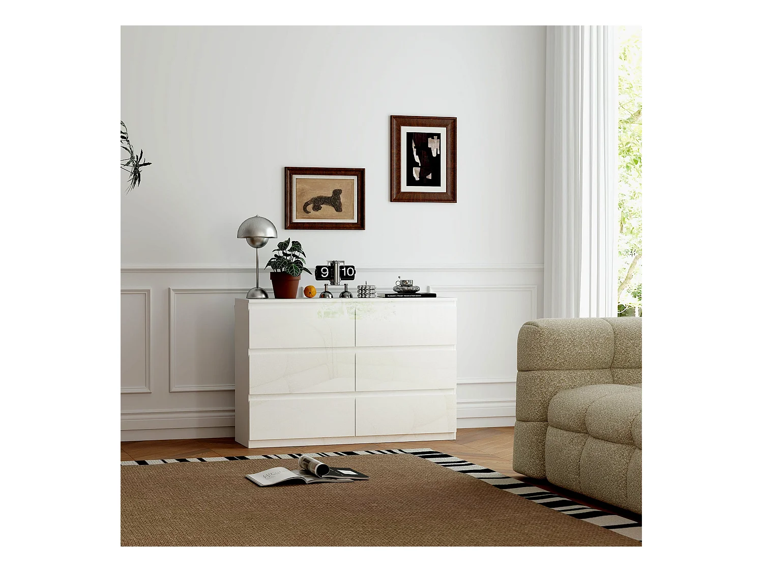 Cómoda Noruega Homcom 6 cajones blanco 75x112x34 cm