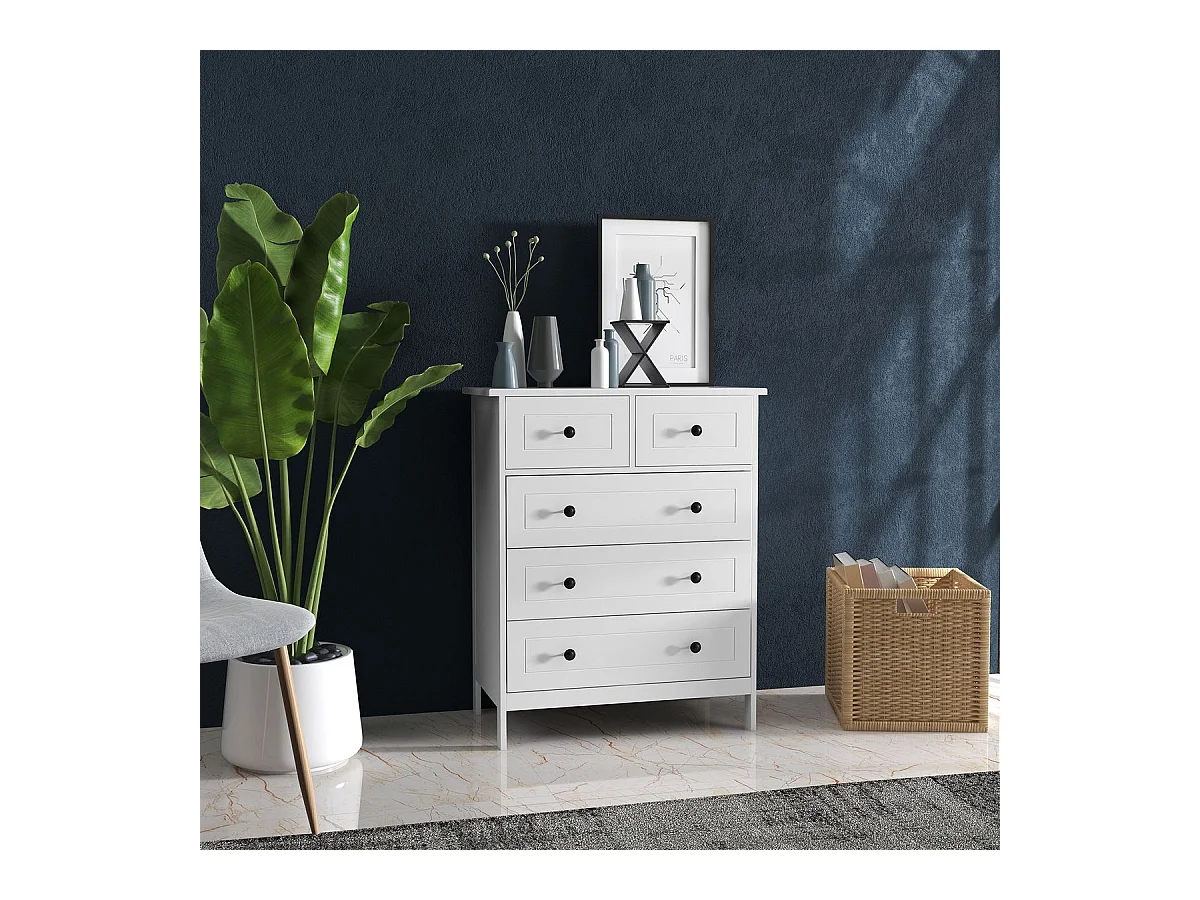 Cómoda Kalue Homcom 5 cajones blanco 91x74x40 cm