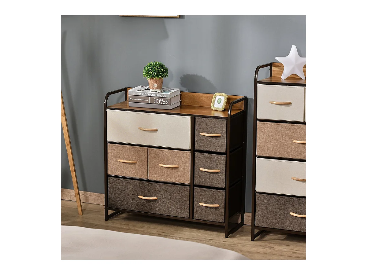 Cajonera Bolt Homcom 7 cajones de tela multicolor 78,5x80x29 cm