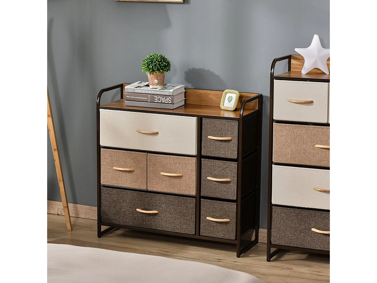 Cómoda Moderna com 7 Gavetas Dobráveis e Estrutura Metálica para Organização Prática