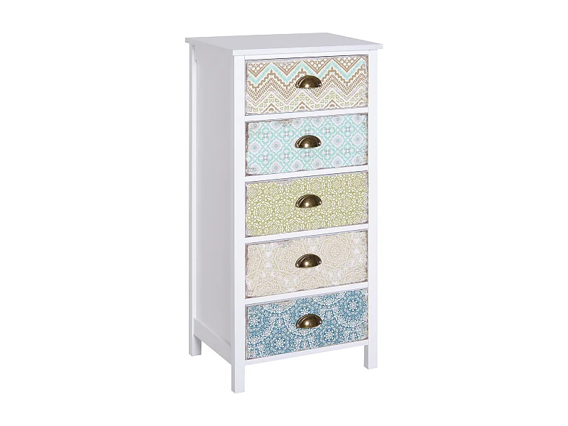 Cajonera Etnika Homcom 5 cajones multicolor 97,5x46x34 cm