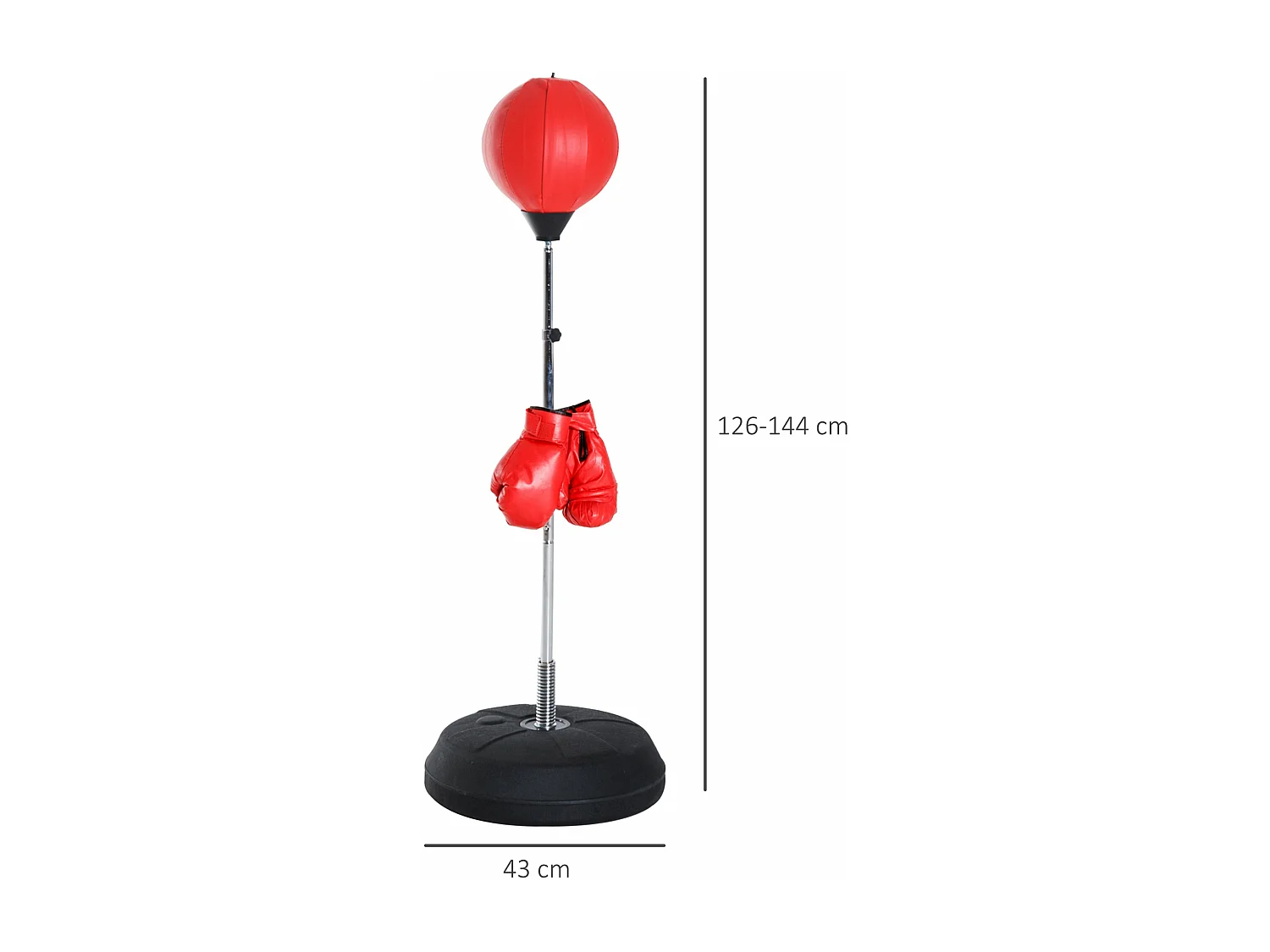 Saco de Boxe de Pé Ajustável em Altura – Treinos de Boxe e Artes Marciais – Vermelho e Preto