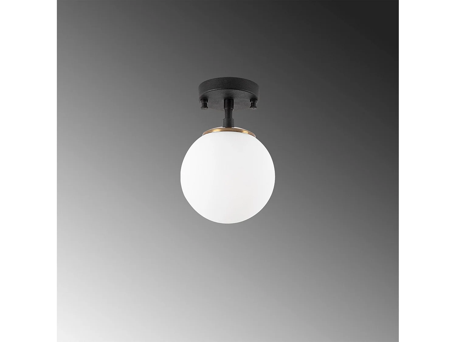 Plafonnier lampe sphérique Acresh Ø15cm Verre Blanc et Métal Noir