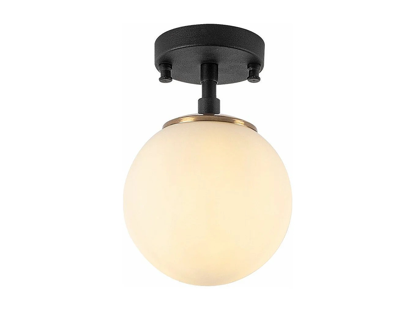Plafonnier lampe sphérique Acresh Ø15cm Verre Blanc et Métal Noir