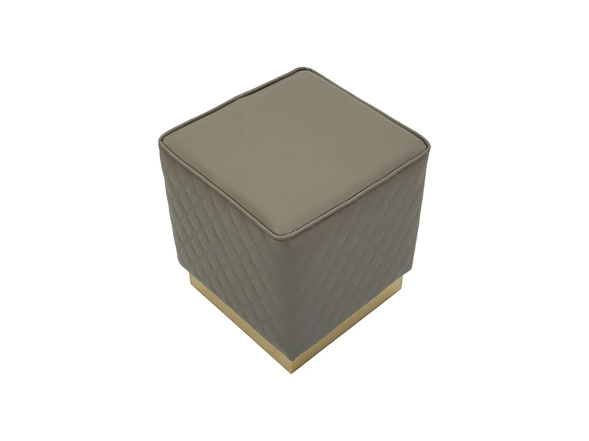 Pouf Matelassé "Sharon" 38cm Gris & Or