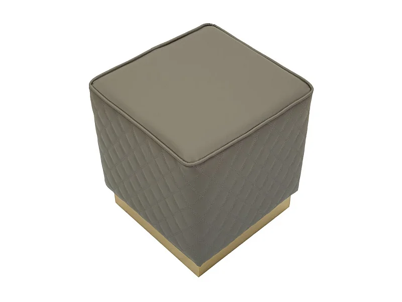 Pouf Matelassé "Sharon" 38cm Gris & Or