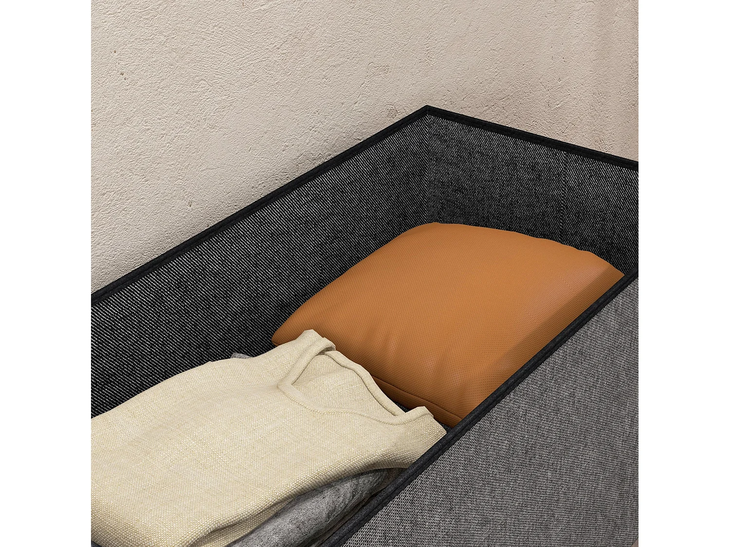 Baúl Hivea Homcom tapizado acolchado plegable gris oscuro 38x76x38 cm