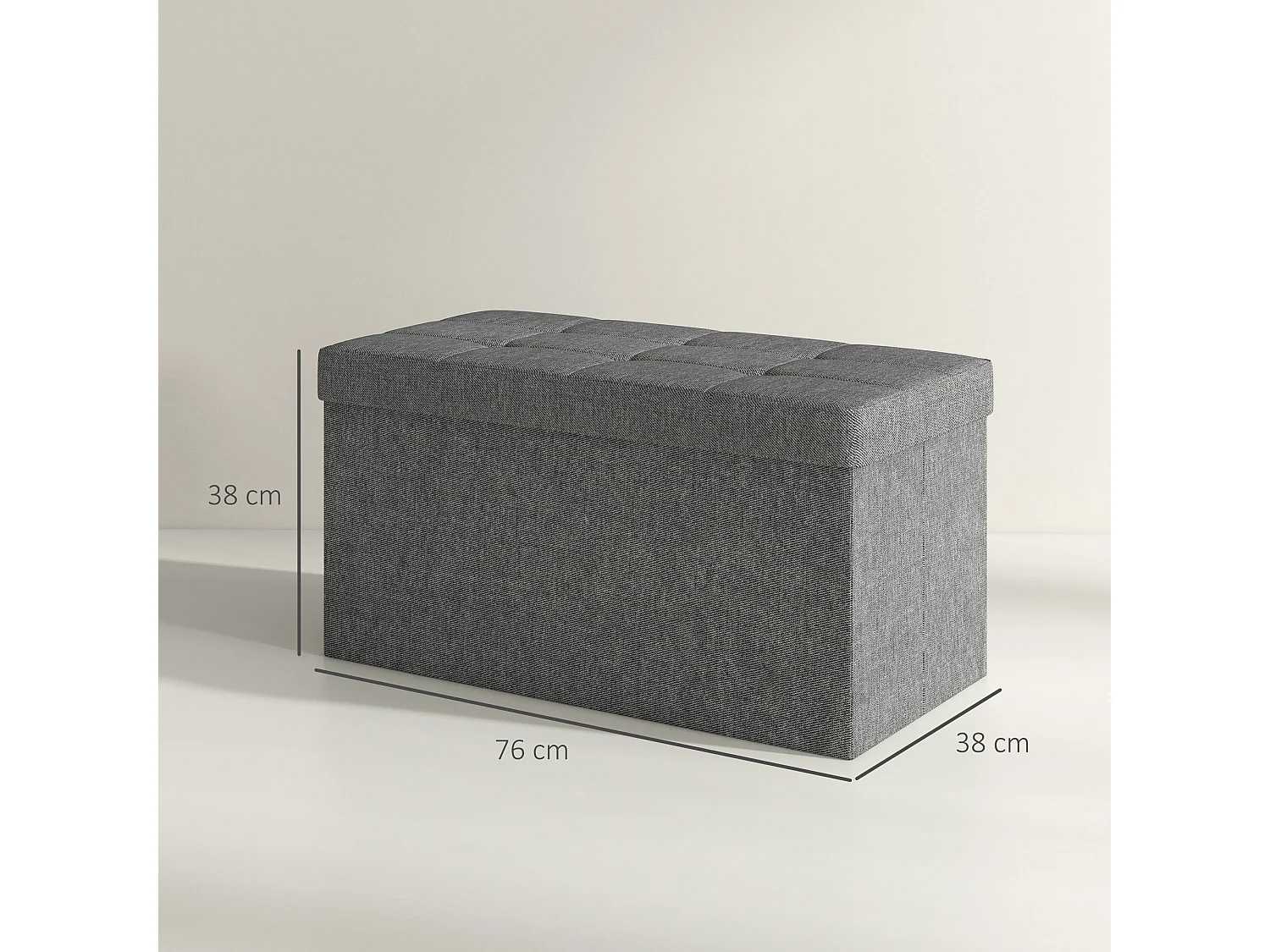 Baúl Hivea Homcom tapizado acolchado plegable gris oscuro 38x76x38 cm