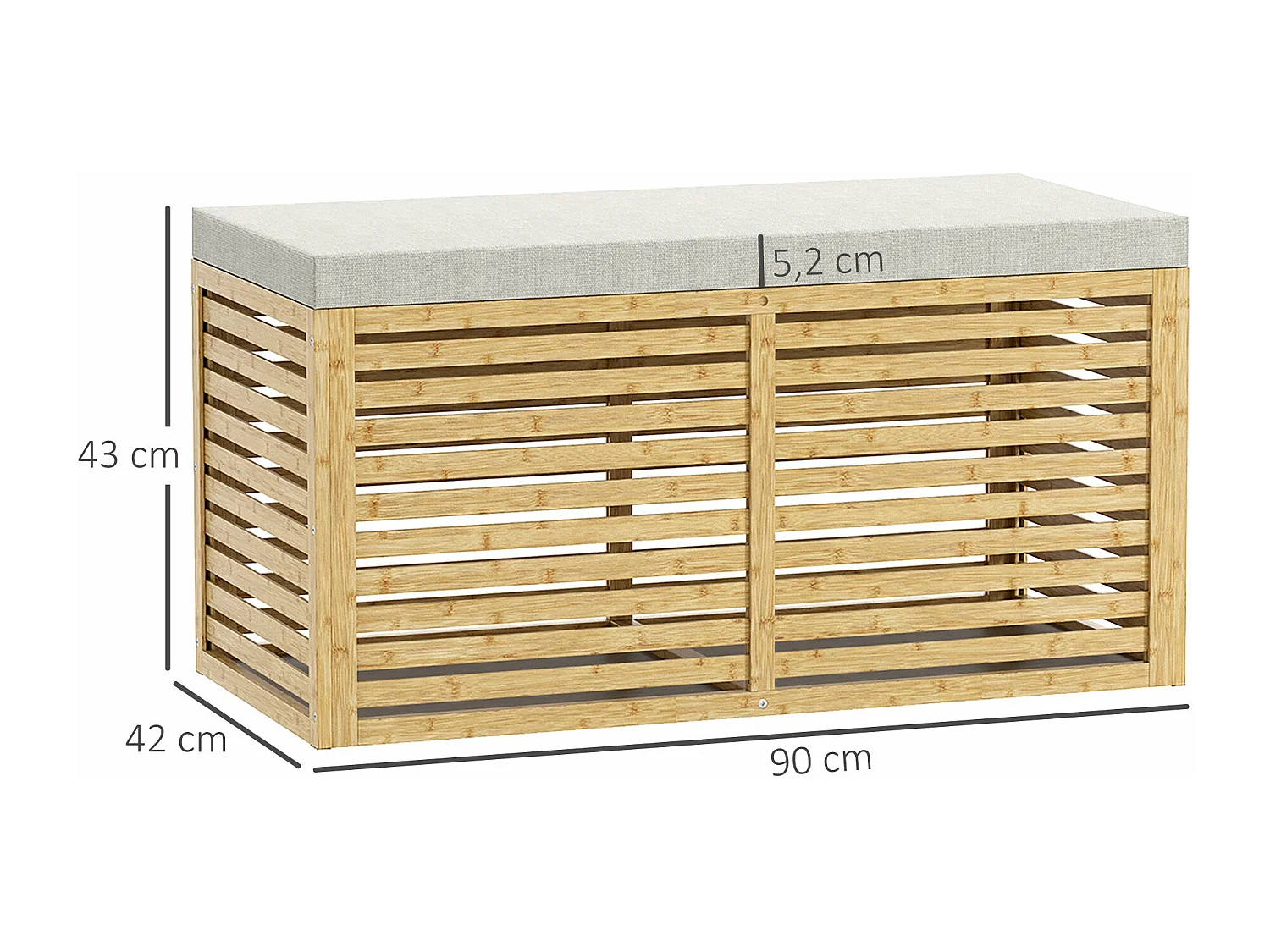 Baú de Arrumação Estofado em Linho Sintético com Estrutura de Bambu 122L - Modelo Cefalù