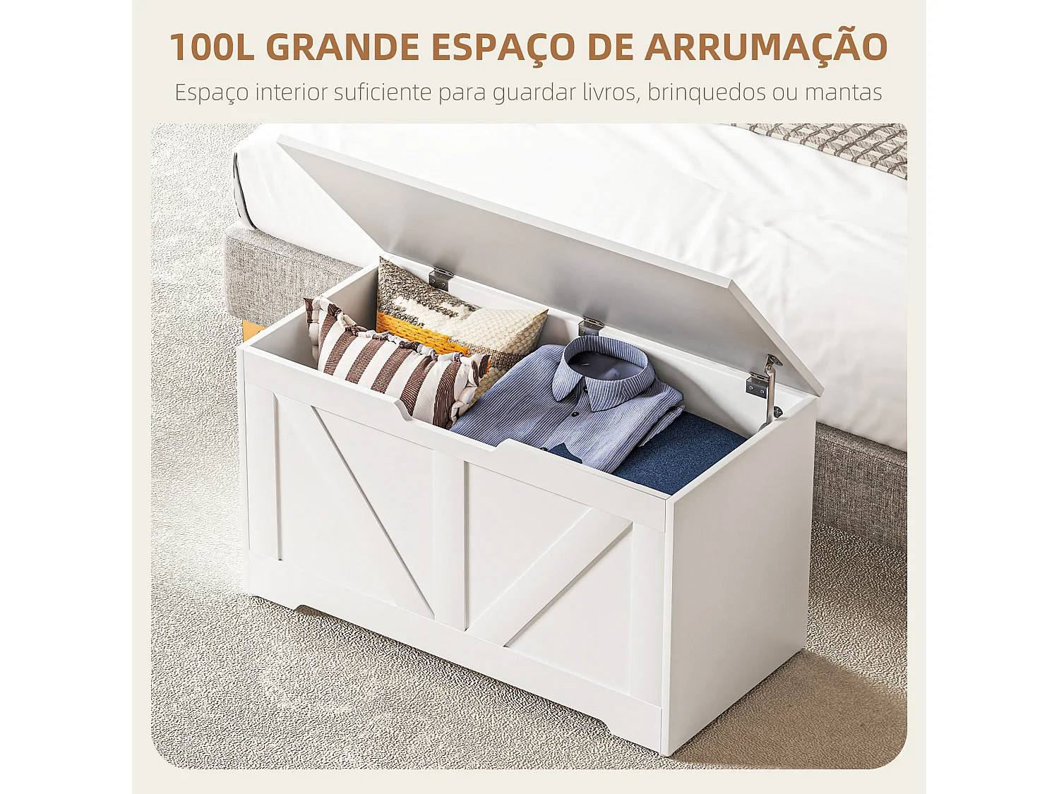 Baú de Armazenamento Versátil 100L para Casa e Quarto - Estilo Moderno e Funcional
