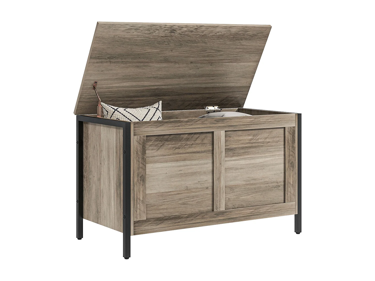 Baú de Armazenamento Versátil para Sala e Quarto – Modelo Lyon 95L com Dobradiça de Segurança e Design Moderno