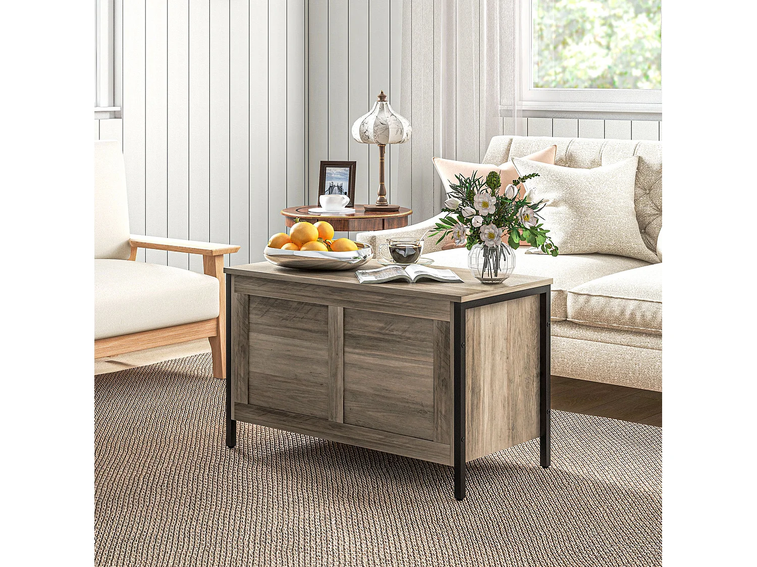 Baú de Armazenamento Versátil para Sala e Quarto – Modelo Lyon 95L com Dobradiça de Segurança e Design Moderno