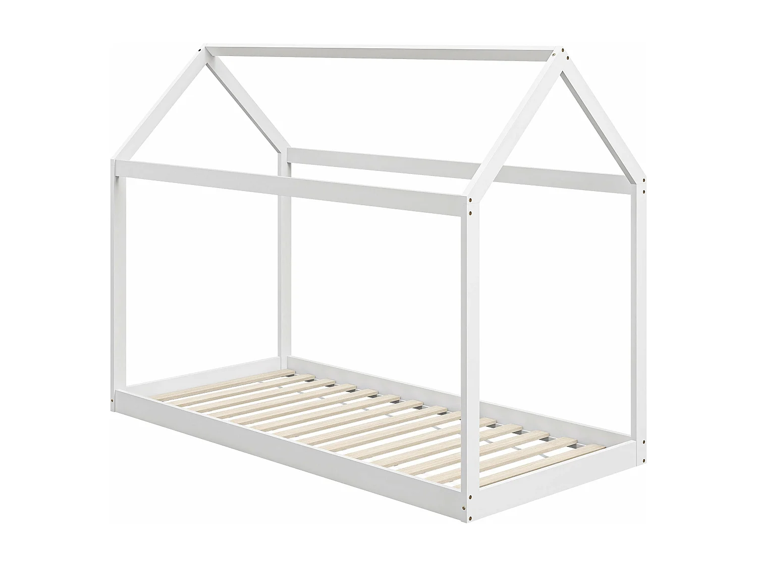 Cama Individual de Madeira em Forma de Casa 90x190 cm para Quarto Infantil - Modelo Avignon em Branco