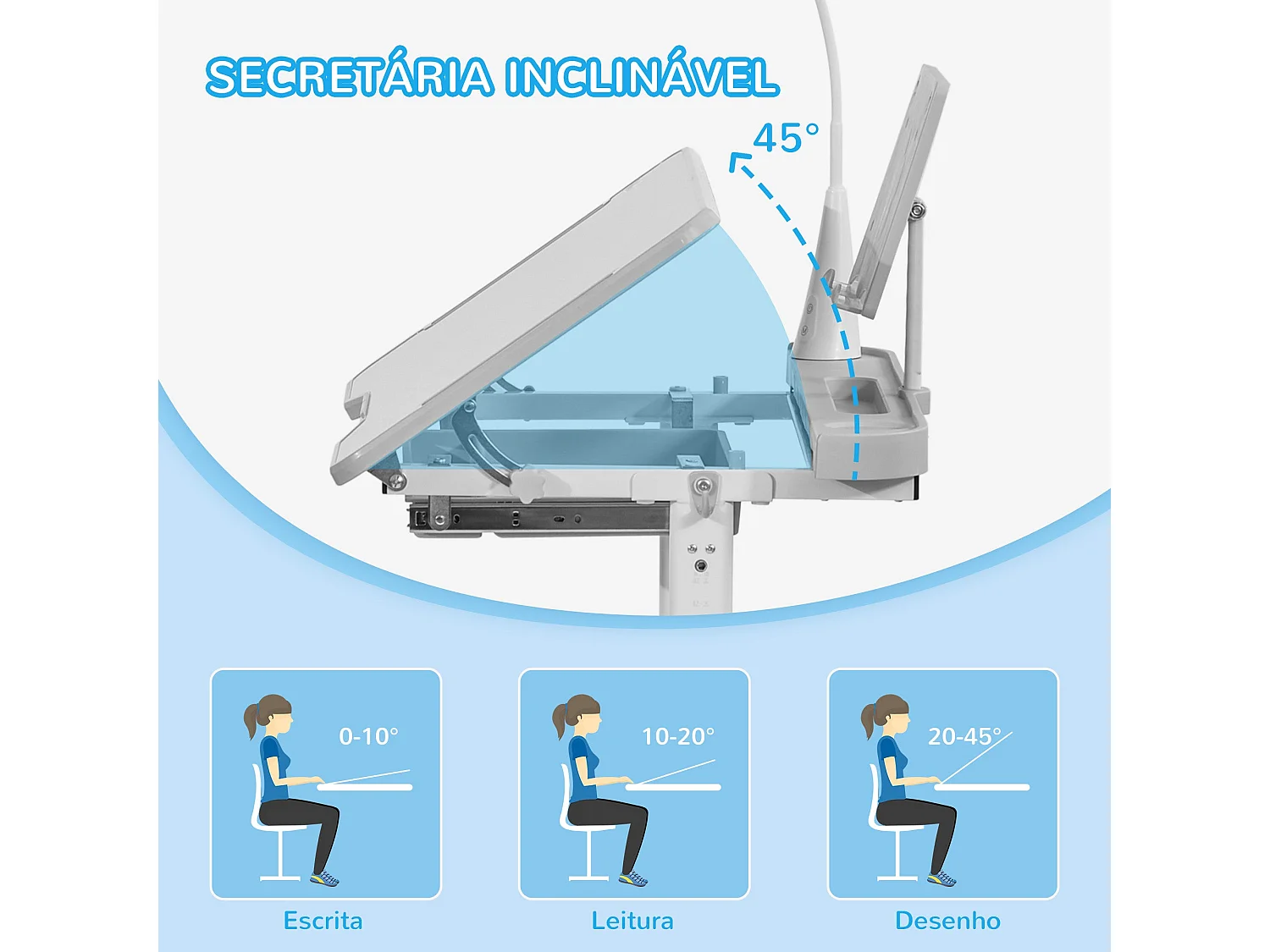Secretária de Canto Moderna Luleå em Branco - 80x49 cm, Ideal para Estudo e Trabalho