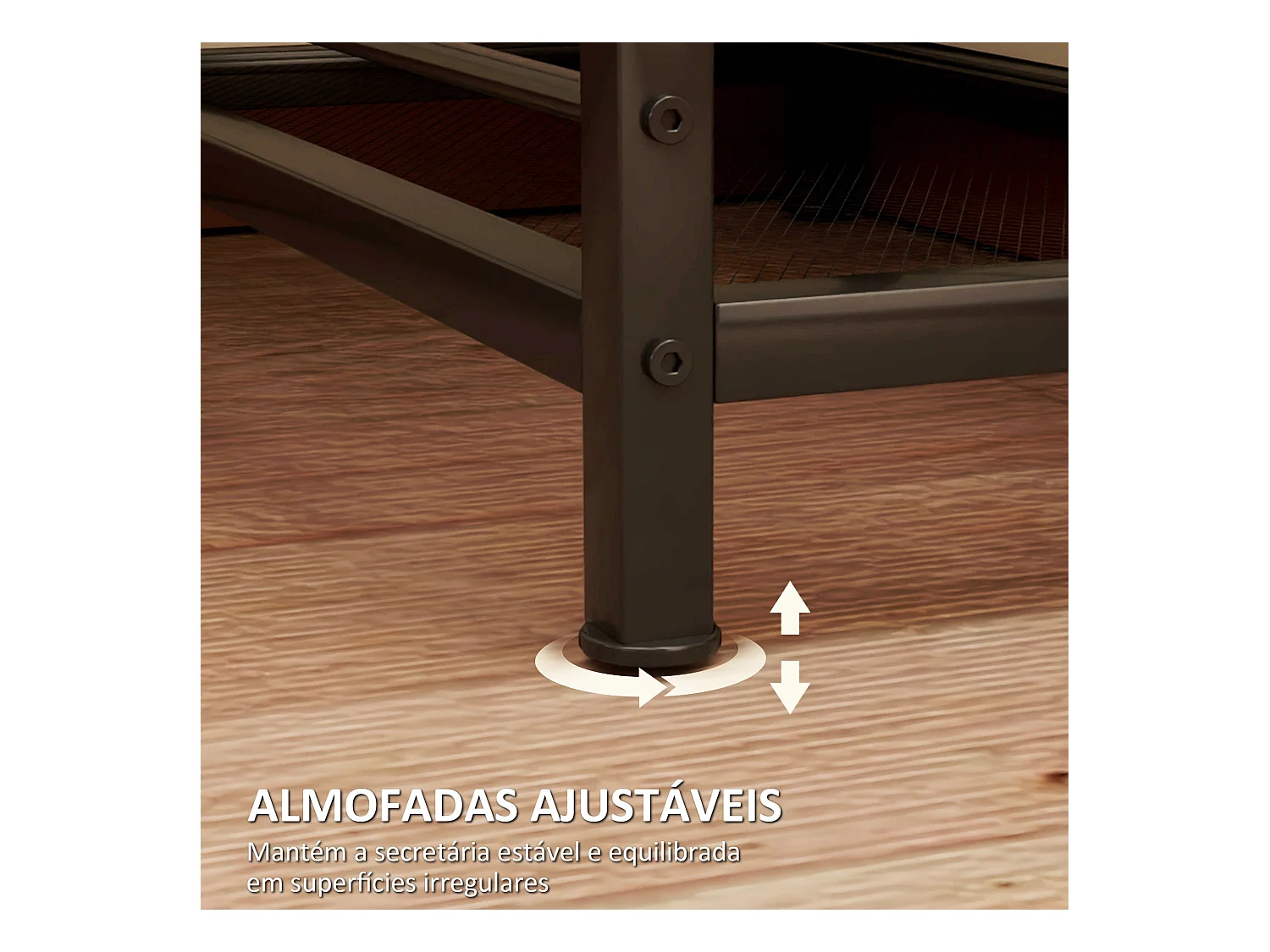 Escritorio Melón Homcom + estantería reversible natural/negro 115,5x110x53 cm