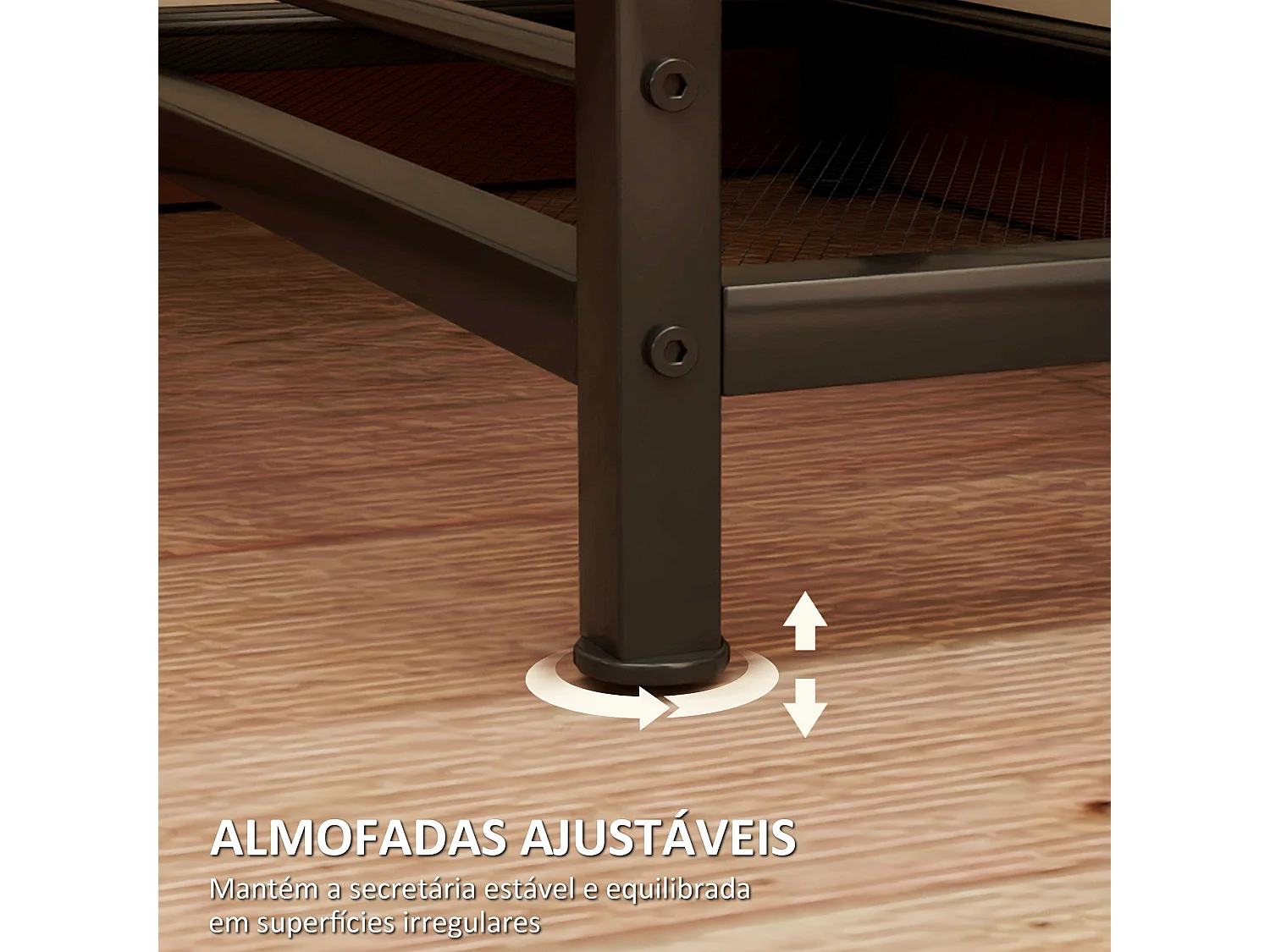 Escritorio Melón Homcom + estantería reversible natural/negro 115,5x110x53 cm