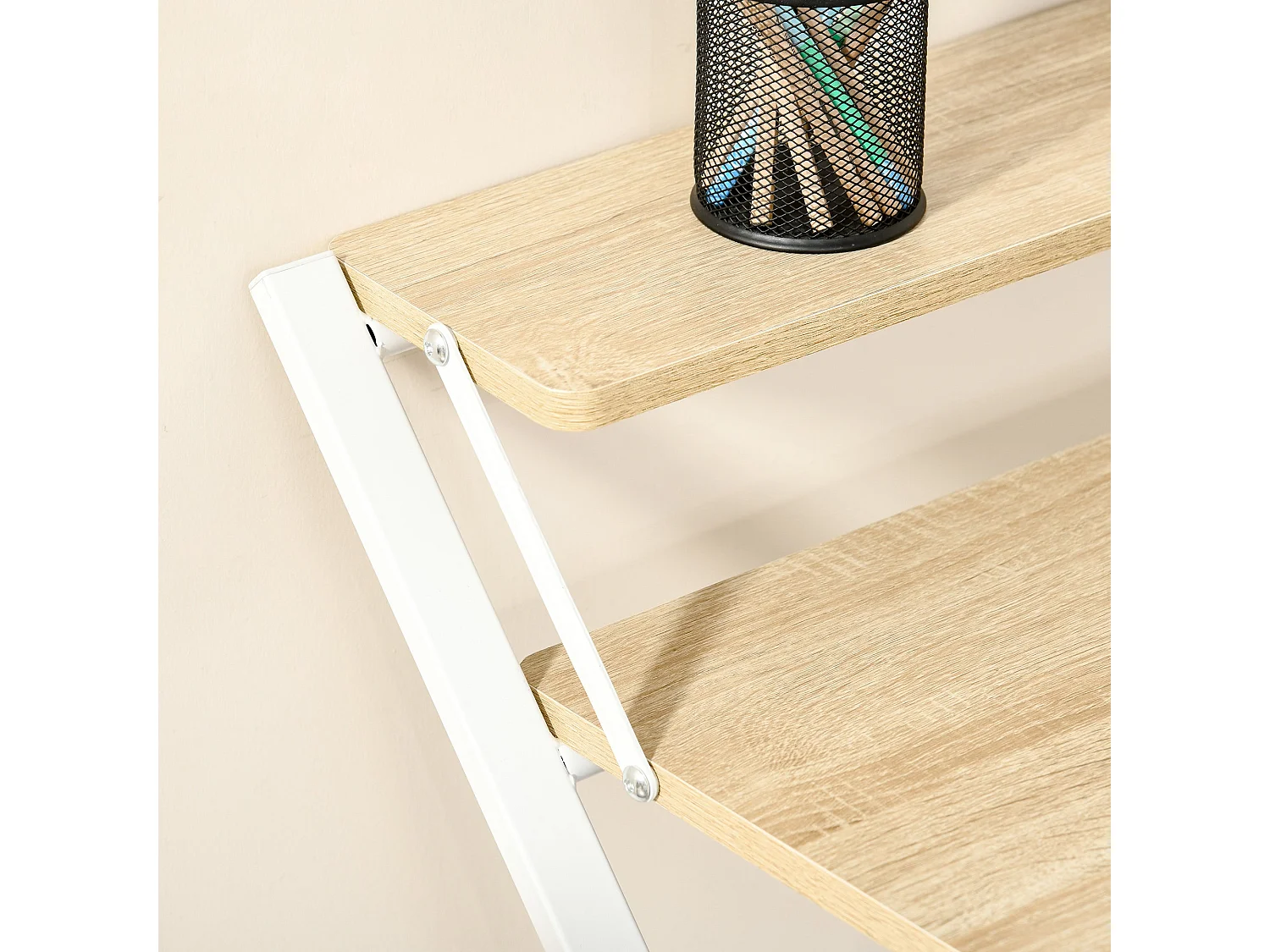 Escritorio Botel Homcom pregable con estante blanco/natural 84x81,5x70 cm