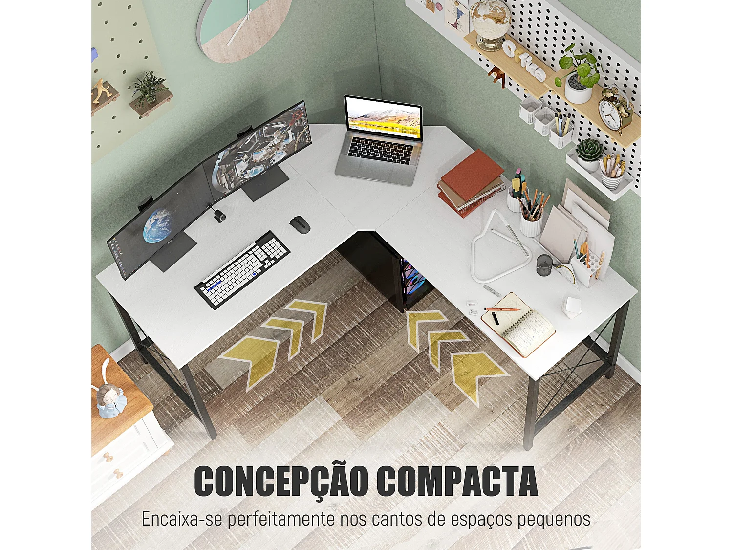 Secretária de Canto Moderna Nice – 150x150x76 cm – Ideal para Escritório e Estudo