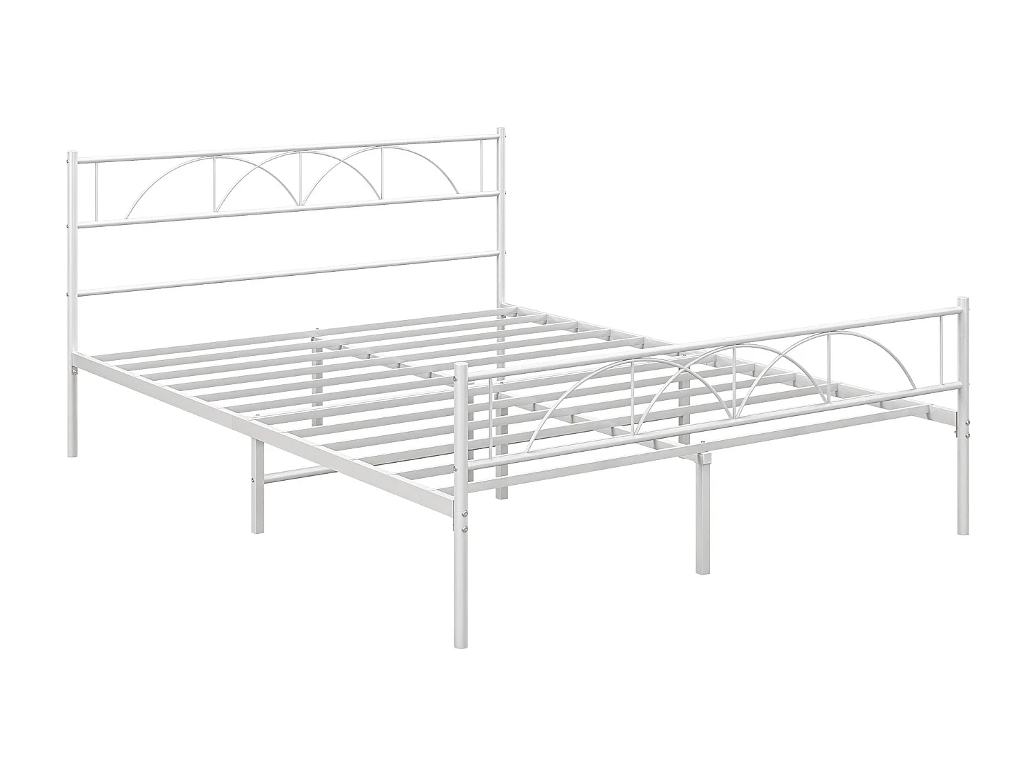 Cama de Casal 135x190 cm com Estrutura Metálica e Cabeceira Elegante – Modelo Tromsø Branca