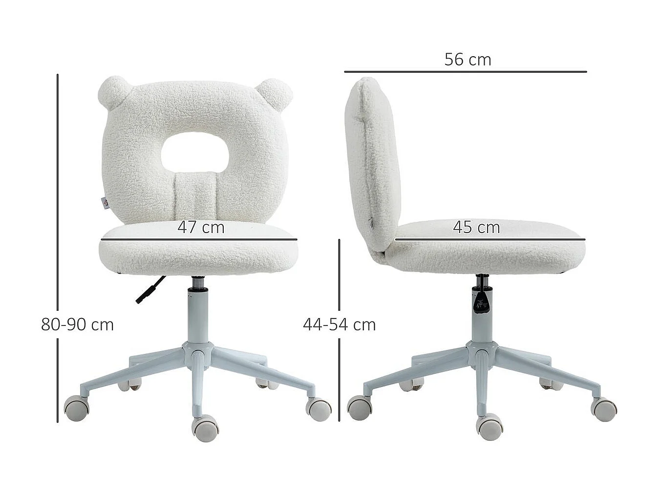 Silla de escritorio Osso Homcom altura regulable blanco 80-90x50x56 cm